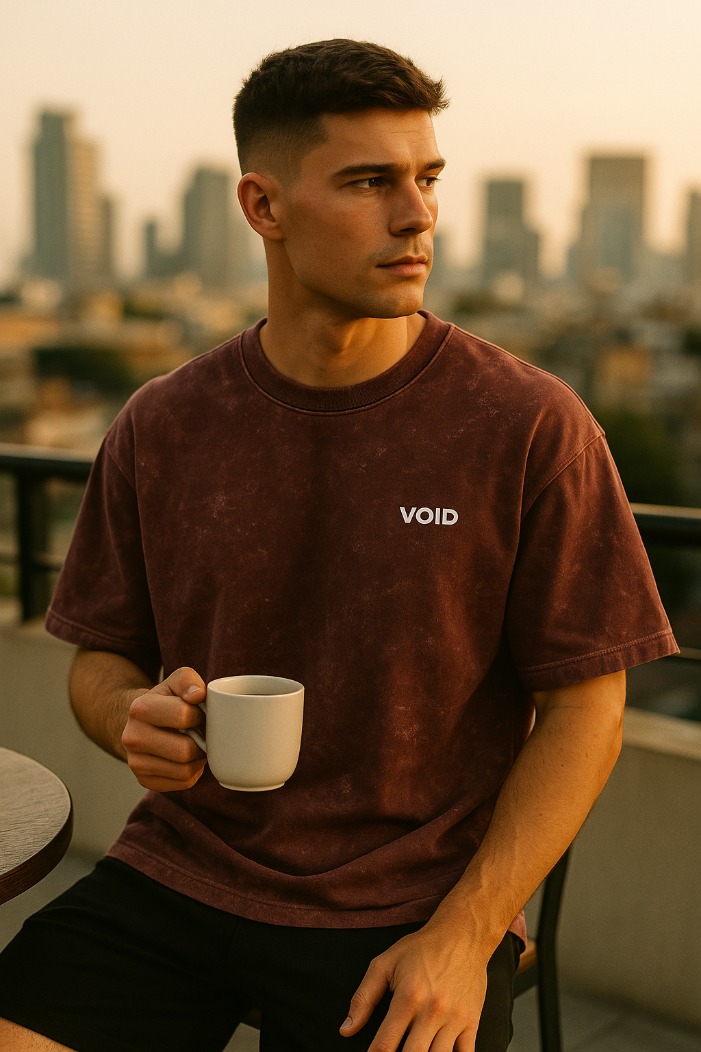 MAROON VOID Acid Wash Oversized Tee
