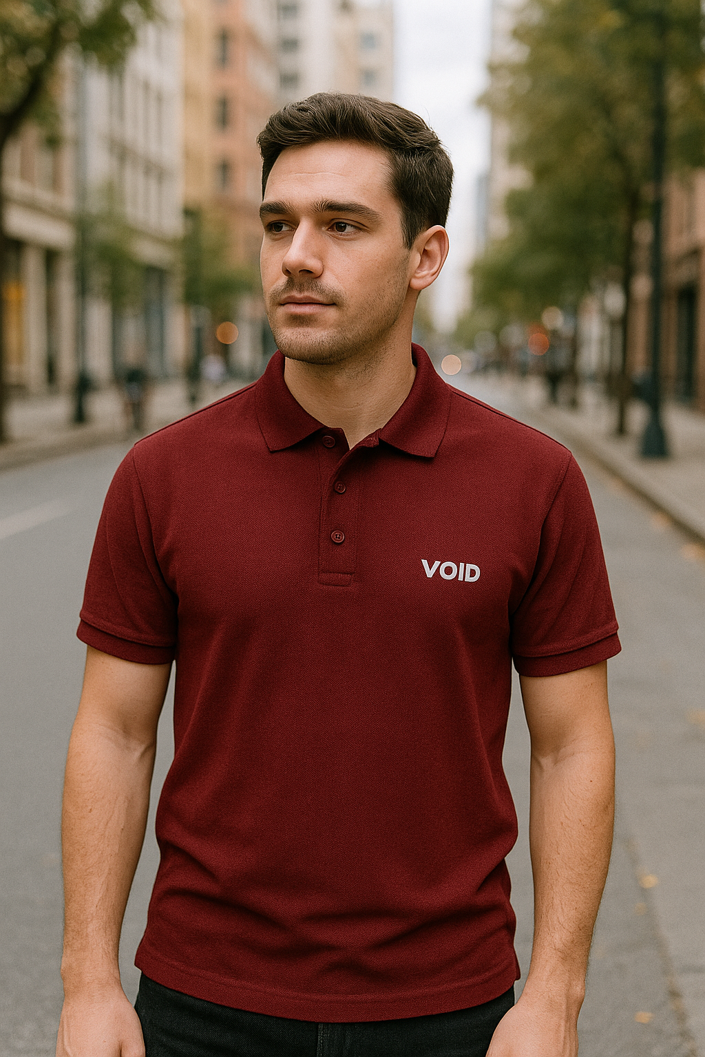 VOID Classic Polo Tee – MAROON DEPTH