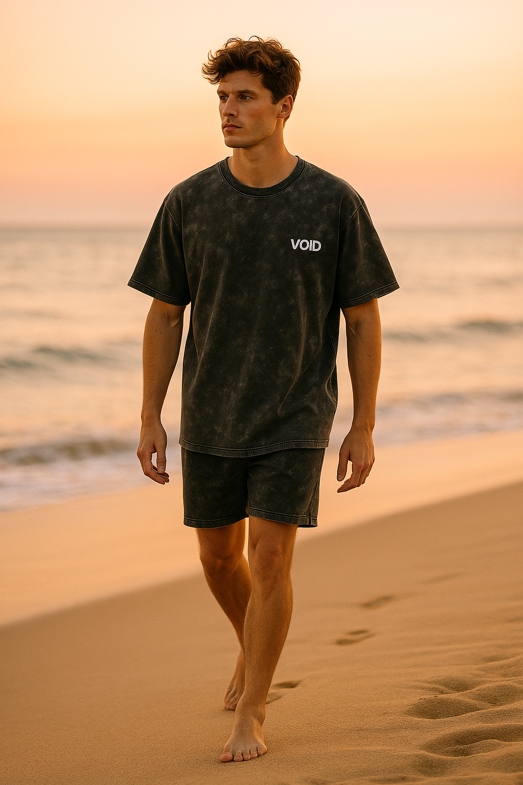 BLACK VOID Acid Wash Oversized Tee