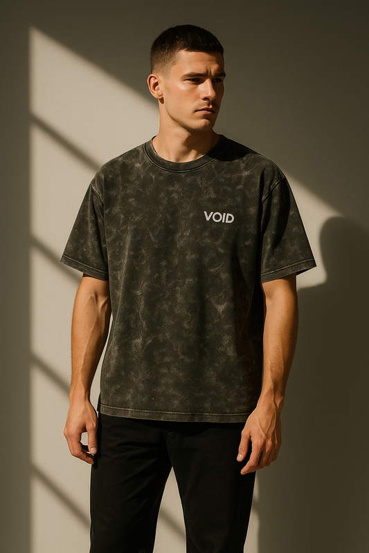 BLACK VOID Acid Wash Oversized Tee