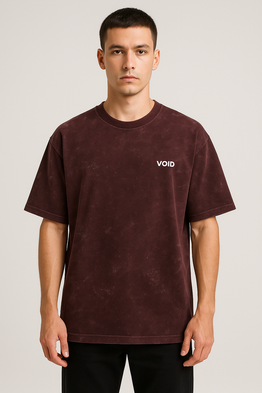 MAROON VOID Acid Wash Oversized Tee